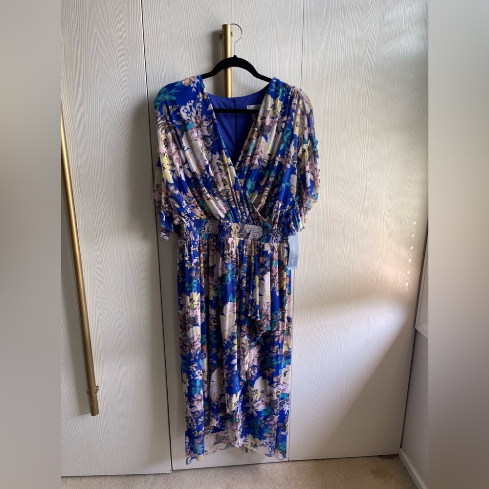 London Times blue floral dress